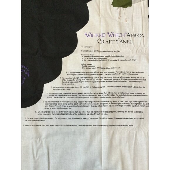 Wizard of Oz Fabric Panel And instructions for DIY Wicked Witch Apron Pockets - Picture 4 of 7